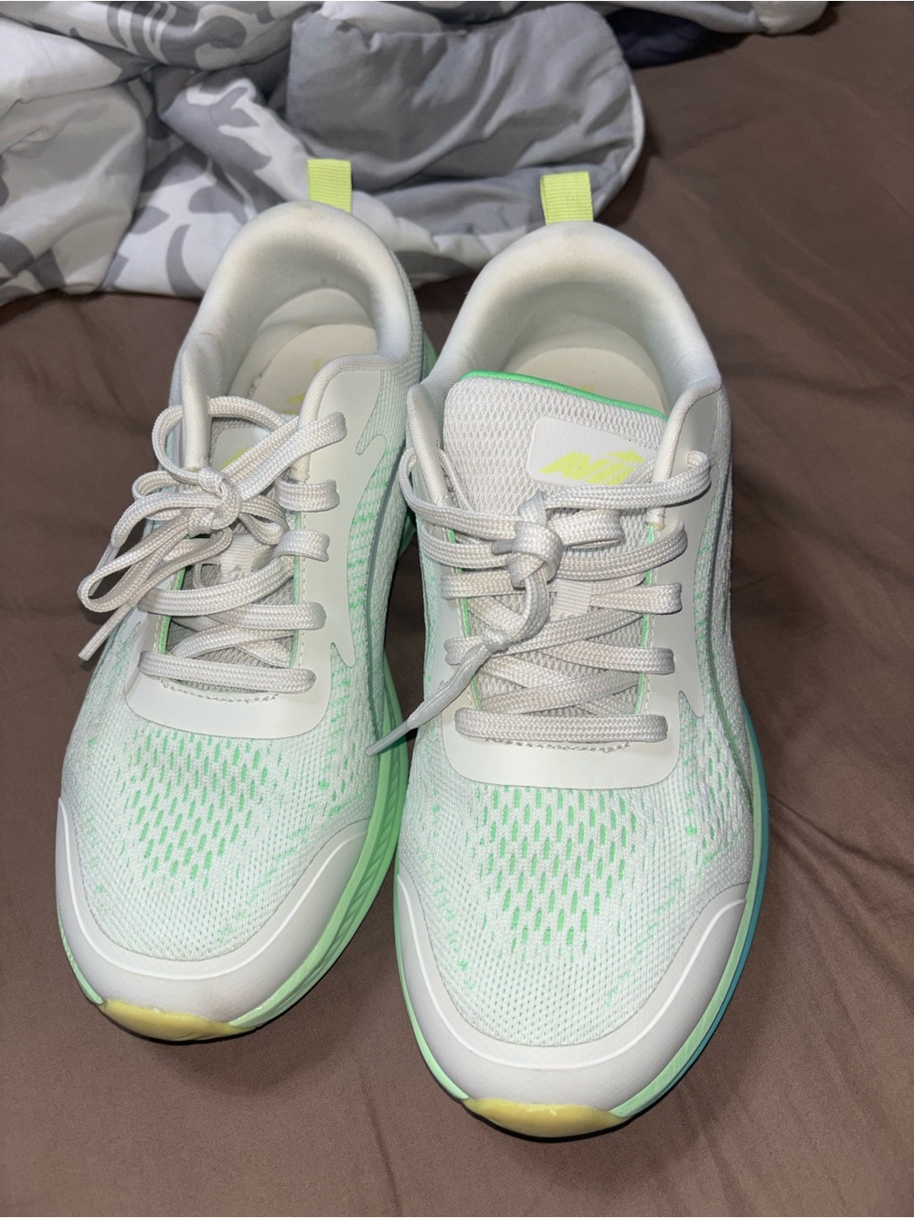 Avia Women's White and Mint Green Athletic Sneakers
